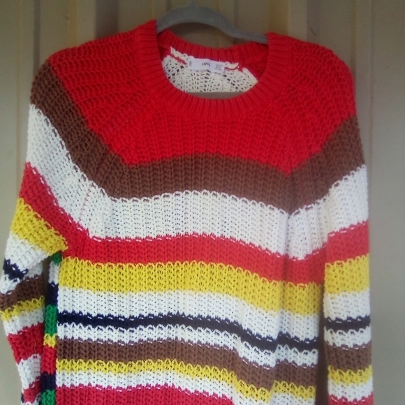 Women's Colorful Rainbow Chunky Cable Knit Crewneck Sweater Large LGBTQ PRIDE - Picture 2 of 4